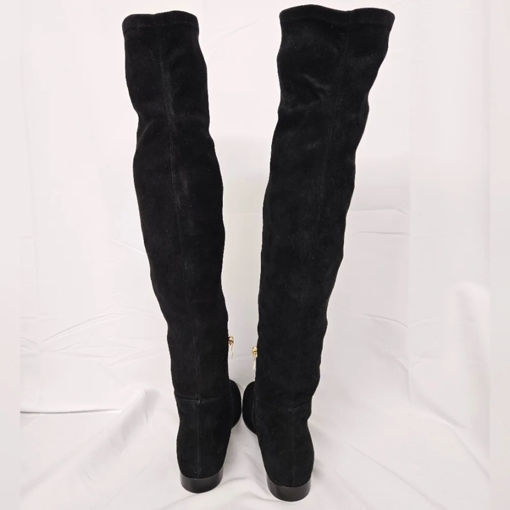 Jimmy Choo London Myren Over The Knee Boots In Black Stretch Suede Sz 6.5 / 36.5
